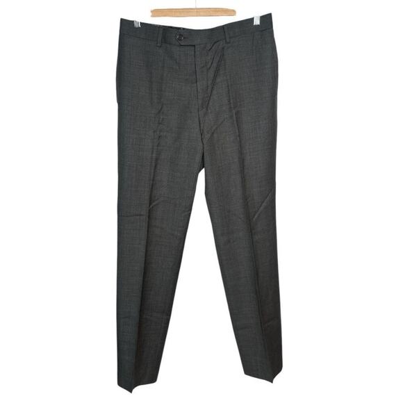 Tallia Grey 100% Wool Lightweight Flat Front Career Pants Men's Size 32W x 34L - Picture 1 of 4